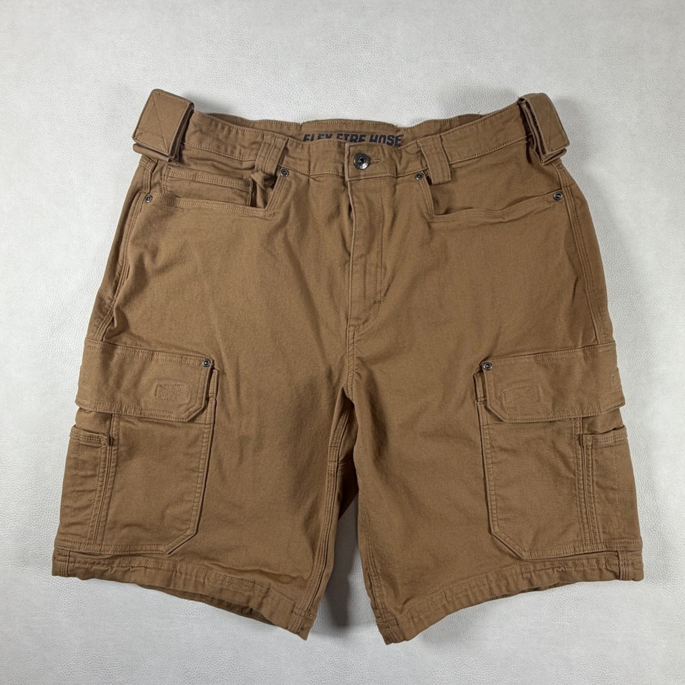 Duluth Trading Co Flex Fire Hose Cargo Shorts Mens 38 Brown Utility Workwear